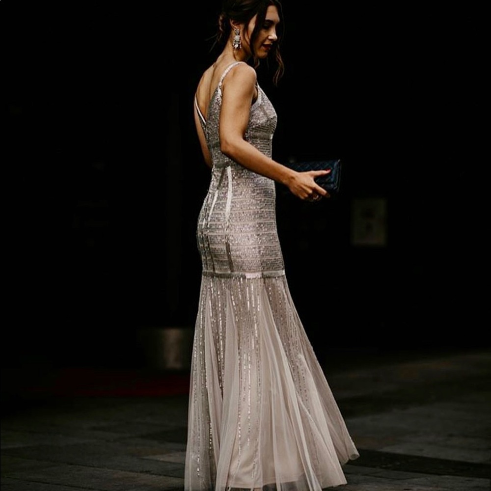 Adrianna Papell Metallic Silver Style Number 12055